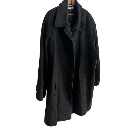 Larry Levine Merino Wool Button Front Collared Lined Coat Charcoal Gray Size 20W - Picture 3 of 9